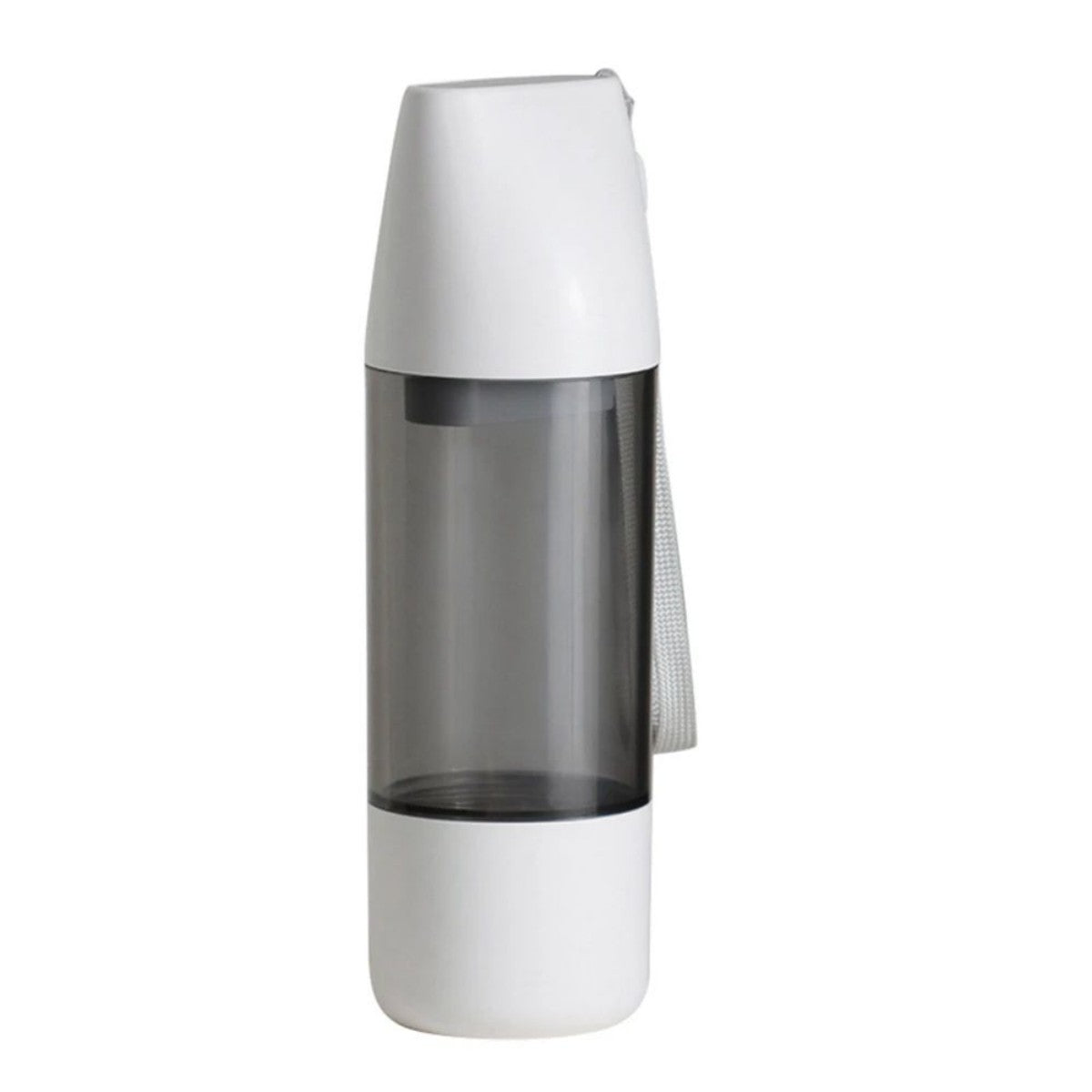 White 3-in-1 travel dog water bottle on a clean background