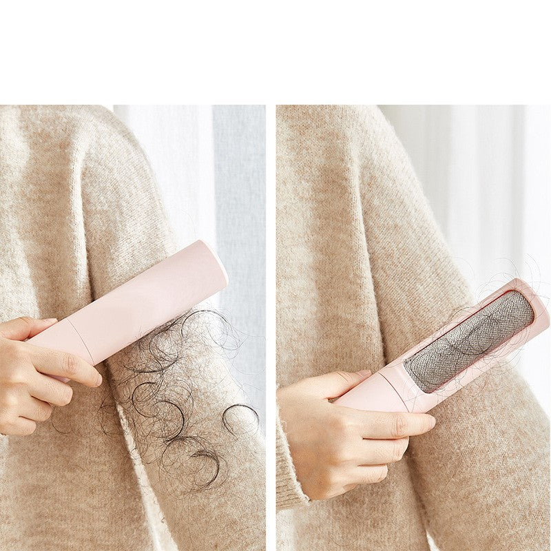 Reusable pet hair brush lifting loose fur from clothing