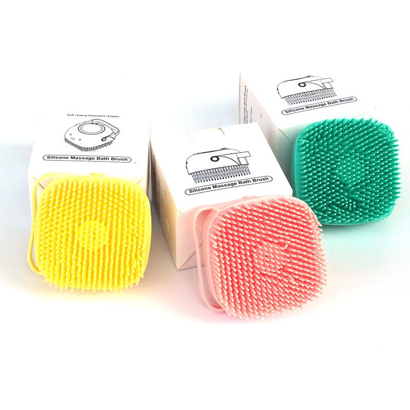 Green, yellow and pink silicone pet bath brush colour options